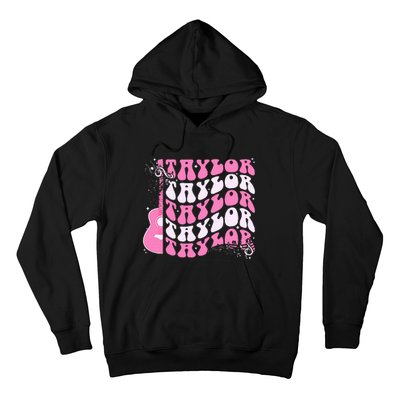 Retro T.AYLOR First Name Personalized Groovy Birthday Hoodie