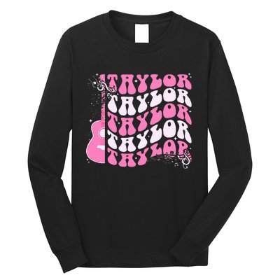 Retro T.AYLOR First Name Personalized Groovy Birthday Long Sleeve Shirt