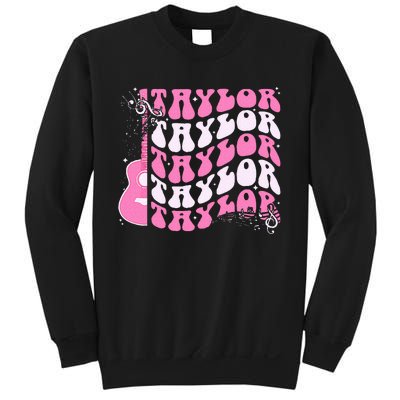 Retro T.AYLOR First Name Personalized Groovy Birthday Sweatshirt