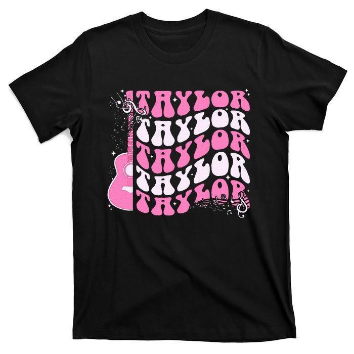 Retro T.AYLOR First Name Personalized Groovy Birthday T-Shirt