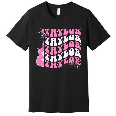 Retro T.AYLOR First Name Personalized Groovy Birthday Premium T-Shirt