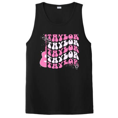 Retro T.AYLOR First Name Personalized Groovy Birthday PosiCharge Competitor Tank