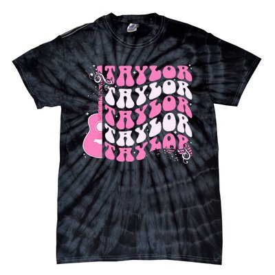 Retro T.AYLOR First Name Personalized Groovy Birthday Tie-Dye T-Shirt