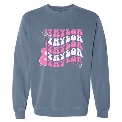 Retro T.AYLOR First Name Personalized Groovy Birthday Garment-Dyed Sweatshirt