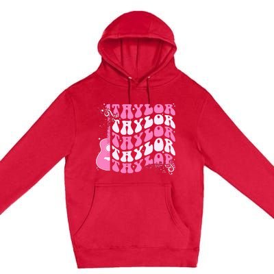 Retro T.AYLOR First Name Personalized Groovy Birthday Premium Pullover Hoodie