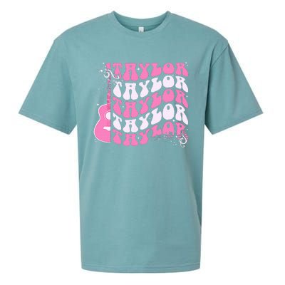 Retro T.AYLOR First Name Personalized Groovy Birthday Sueded Cloud Jersey T-Shirt