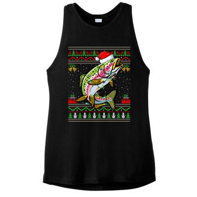 Rainbow Trout Fish Lover Santa Ugly Rainbow Trout Christmas Meaningful Gift Ladies PosiCharge Tri-Blend Wicking Tank