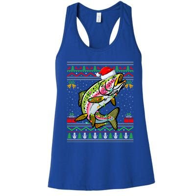 Rainbow Trout Fish Lover Santa Ugly Rainbow Trout Christmas Meaningful Gift Women's Racerback Tank