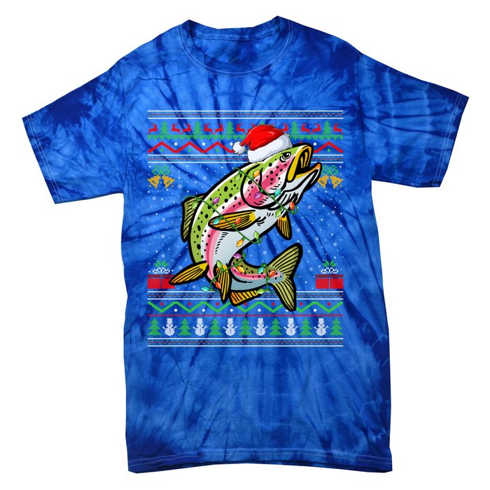 Rainbow Trout Fish Lover Santa Ugly Rainbow Trout Christmas Meaningful Gift Tie-Dye T-Shirt