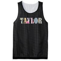 Retro Taylor First Name Personalized Groovy Birthday Girl Mesh Reversible Basketball Jersey Tank