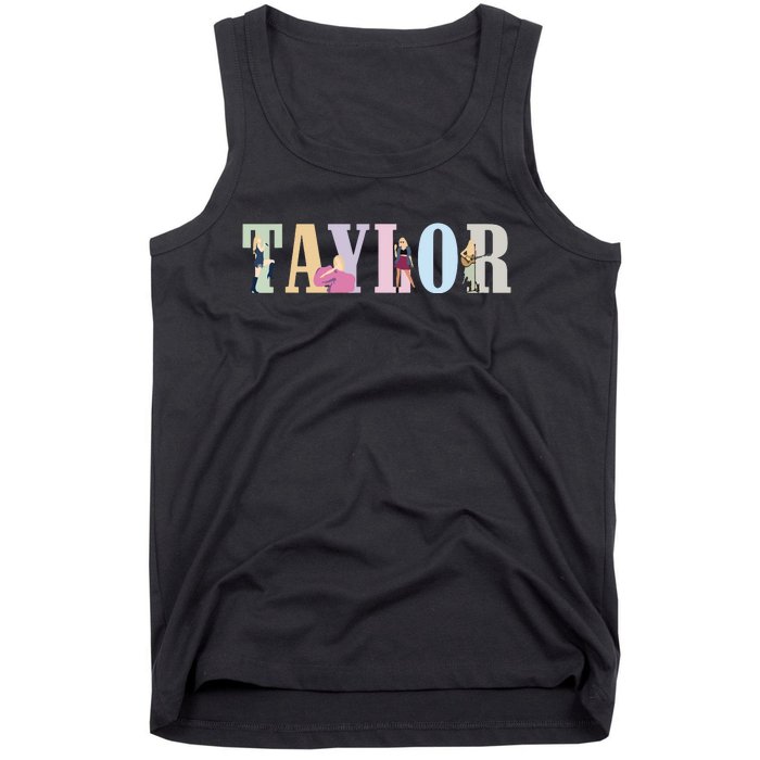 Retro Taylor First Name Personalized Groovy Birthday Girl Tank Top