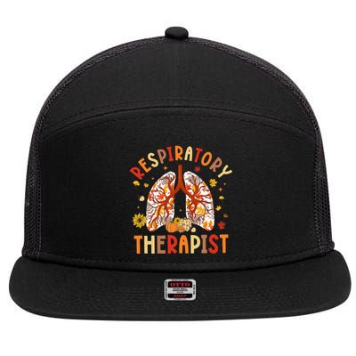 Respiratory Therapist Fall Lung Thanksgiving Pulmonologist 7 Panel Mesh Trucker Snapback Hat