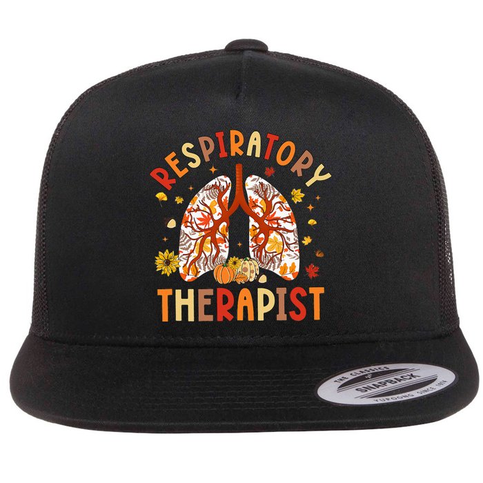 Respiratory Therapist Fall Lung Thanksgiving Pulmonologist Flat Bill Trucker Hat