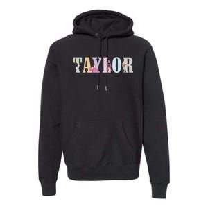 Retro Taylor First Name Personalized Groovy Birthday Girl Premium Hoodie