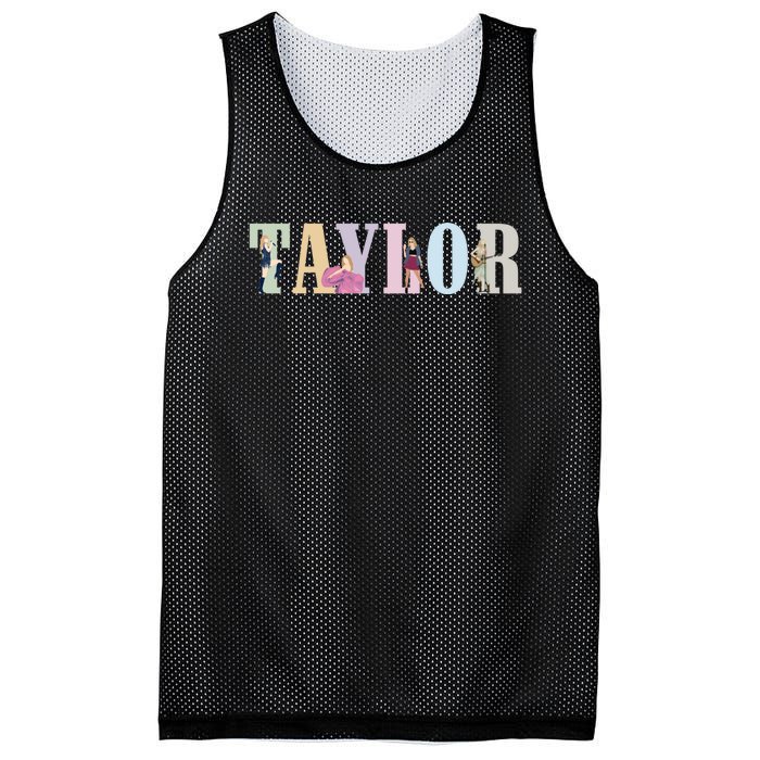 Retro Taylor First Name Personalized Groovy Birthday Girl Mesh Reversible Basketball Jersey Tank