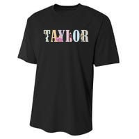 Retro Taylor First Name Personalized Groovy Birthday Girl Performance Sprint T-Shirt