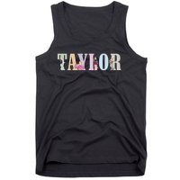 Retro Taylor First Name Personalized Groovy Birthday Girl Tank Top