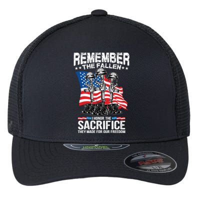 Remember The Fallen I Honor The Sacrifice Veteran Gift Funny Gift Flexfit Unipanel Trucker Cap