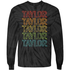 Retro T.AYLOR First Name Personalized  Tie-Dye Long Sleeve Shirt