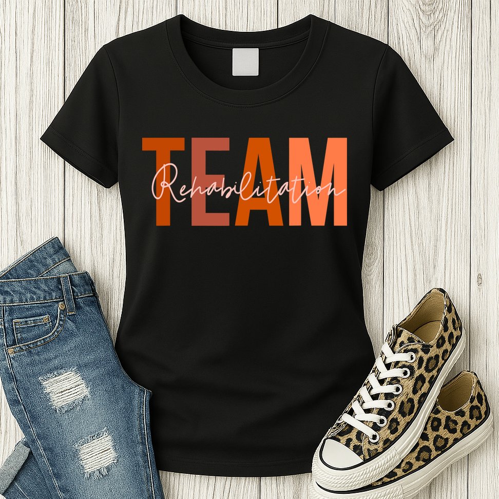 Rehab Team For Rehabilitation Matching Therapy Month Womens T-Shirt