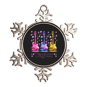 Retro Taylor First Name Personalized Groovy 80S Metallic Star Ornament