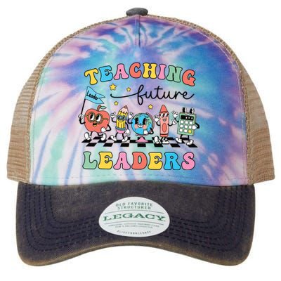 Retro Teaching Future Leaders Groovy Teacher Back To School Legacy Tie Dye Trucker Hat