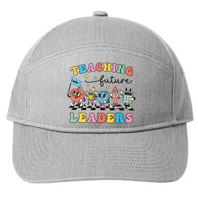 Retro Teaching Future Leaders Groovy Teacher Back To School 7-Panel Snapback Hat