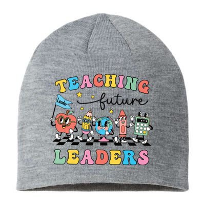 Retro Teaching Future Leaders Groovy Teacher Back To School Sustainable Beanie