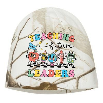 Retro Teaching Future Leaders Groovy Teacher Back To School Kati - Camo Knit Beanie