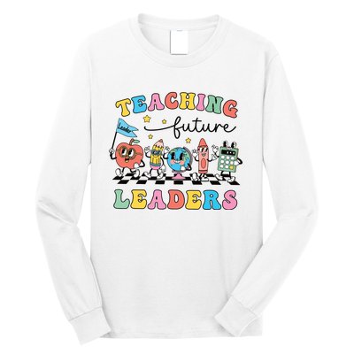 Retro Teaching Future Leaders Groovy Teacher Back To School Long Sleeve Shirt