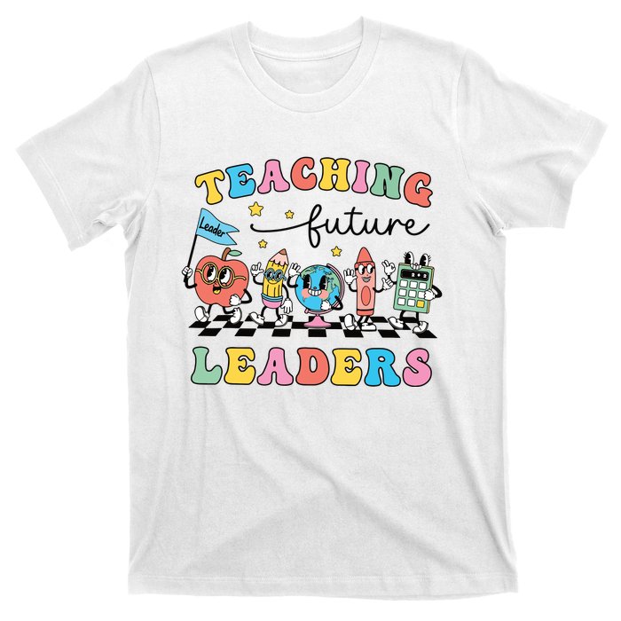 Retro Teaching Future Leaders Groovy Teacher Back To School T-Shirt