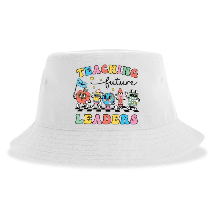 Retro Teaching Future Leaders Groovy Teacher Back To School Sustainable Bucket Hat