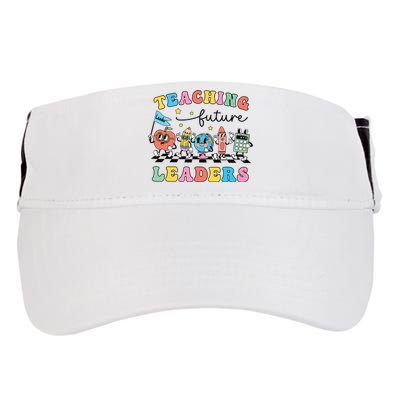 Retro Teaching Future Leaders Groovy Teacher Back To School Adult Drive Performance Visor