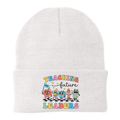 Retro Teaching Future Leaders Groovy Teacher Back To School Knit Cap Winter Beanie