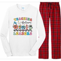 Retro Teaching Future Leaders Groovy Teacher Back To School Long Sleeve Pajama Set