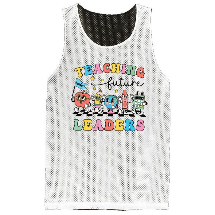 Retro Teaching Future Leaders Groovy Teacher Back To School Mesh Reversible Basketball Jersey Tank