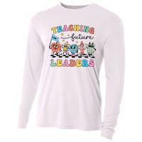 Retro Teaching Future Leaders Groovy Teacher Back To School Cooling Performance Long Sleeve Crew