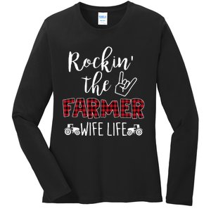 Rockin The Farmer Wife Life Ladies Long Sleeve Shirt