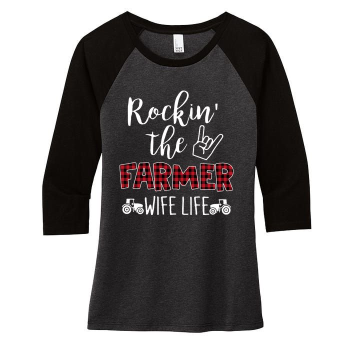 Rockin The Farmer Wife Life Women's Tri-Blend 3/4-Sleeve Raglan Shirt