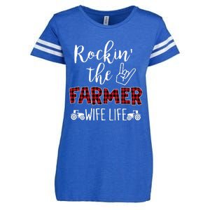 Rockin The Farmer Wife Life Enza Ladies Jersey Football T-Shirt