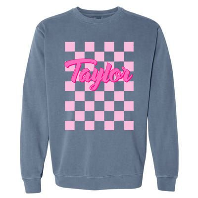 Retro T.AYLOR First Name Personalized Groovy Birthday Garment-Dyed Sweatshirt