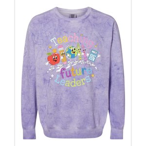 Retro Teaching Future Leaders Teacher 100 Days Of School Colorblast Crewneck Sweatshirt