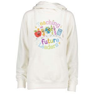 Retro Teaching Future Leaders Teacher 100 Days Of School Womens Funnel Neck Pullover Hood