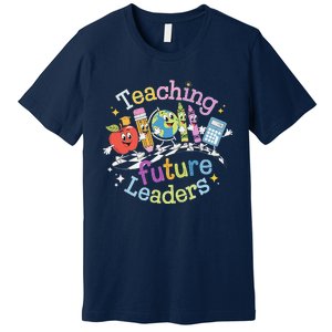 Retro Teaching Future Leaders Teacher 100 Days Of School Premium T-Shirt