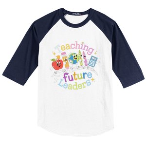 Retro Teaching Future Leaders Teacher 100 Days Of School Baseball Sleeve Shirt