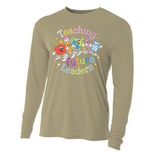 Retro Teaching Future Leaders Teacher 100 Days Of School Cooling Performance Long Sleeve Crew