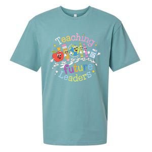 Retro Teaching Future Leaders Teacher 100 Days Of School Sueded Cloud Jersey T-Shirt