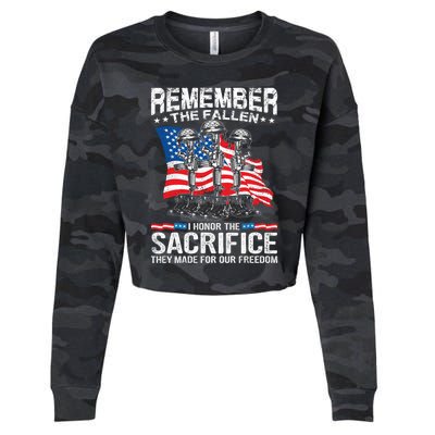 Remember The Fallen I Honor The Sacrifice Veteran Gift Cropped Pullover Crew