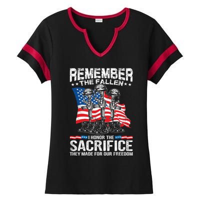 Remember The Fallen I Honor The Sacrifice Veteran Gift Ladies Halftime Notch Neck Tee