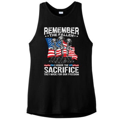 Remember The Fallen I Honor The Sacrifice Veteran Gift Ladies PosiCharge Tri-Blend Wicking Tank